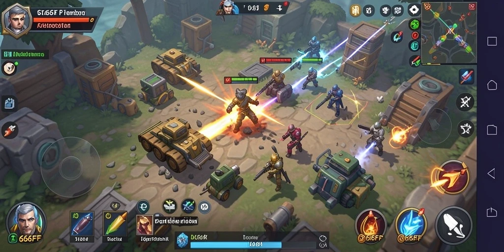 Screenshot gameplay strategis 666FF dengan berbagai unit perang.