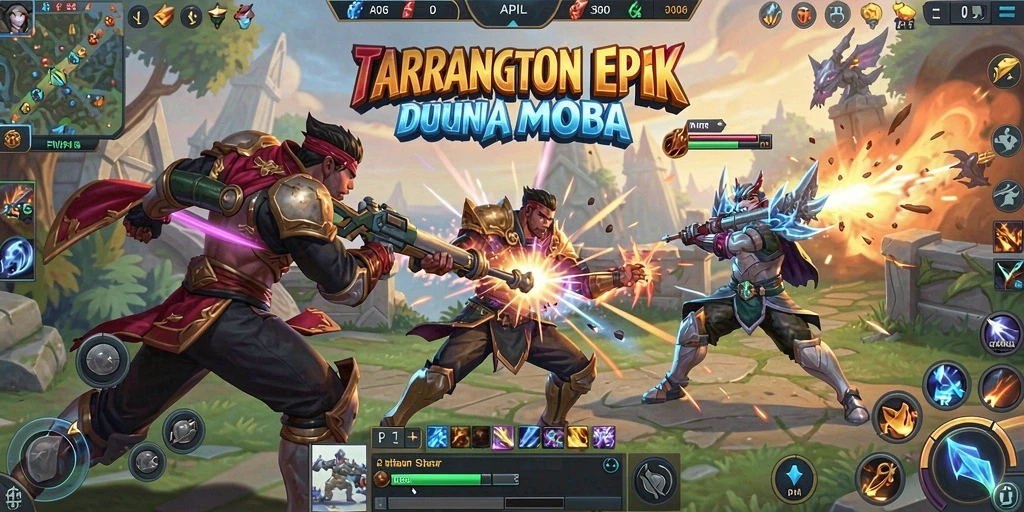 Tampilan gameplay API36 yang penuh aksi dan strategi MOBA.