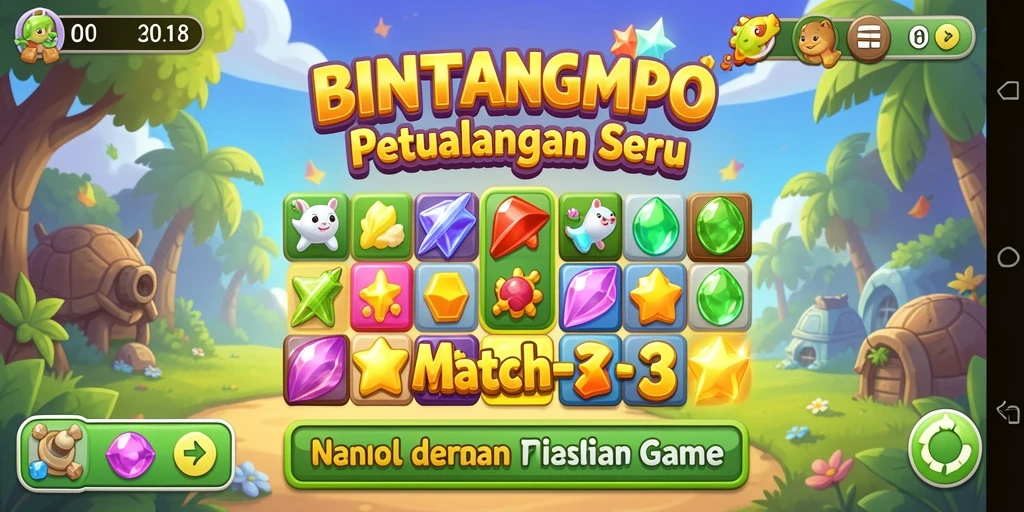 Tampilan gameplay BINTANGMPO yang penuh warna dan menantang.