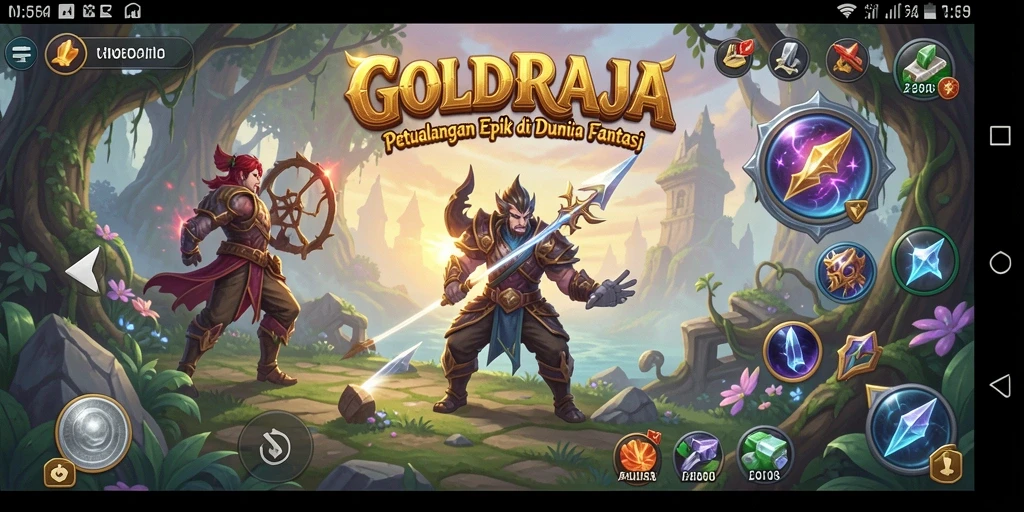 Tangkapan layar gameplay RPG yang imersif dan menawan di GOLDRAJA.