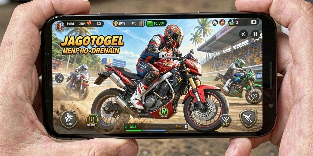 Tampilan gameplay balap motor yang seru di JAGOTOGEL.