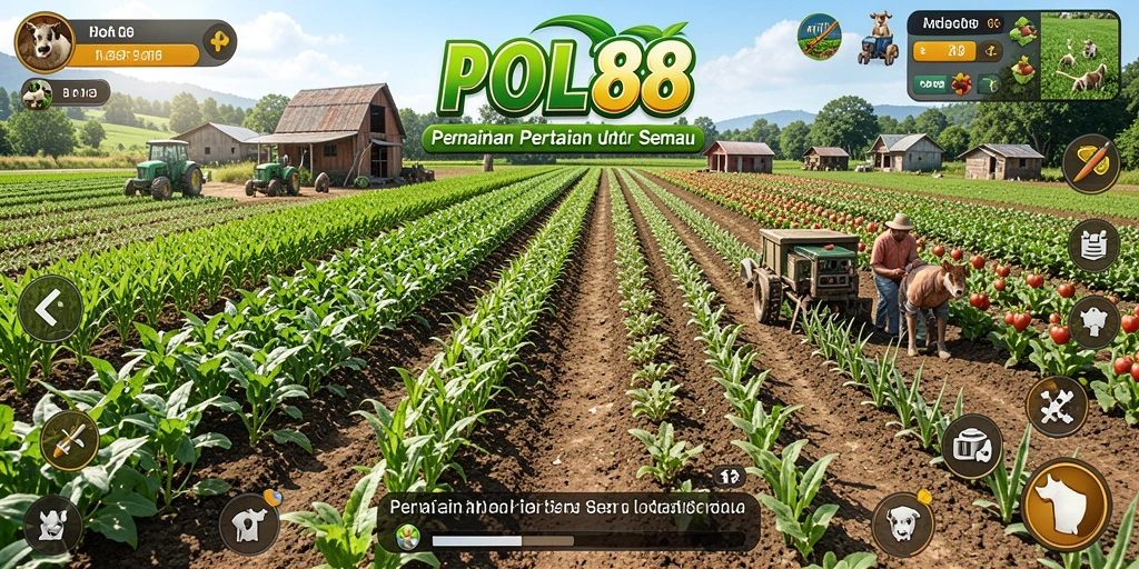 Screenshot gameplay POL88 menunjukkan aktivitas bertani yang seru.