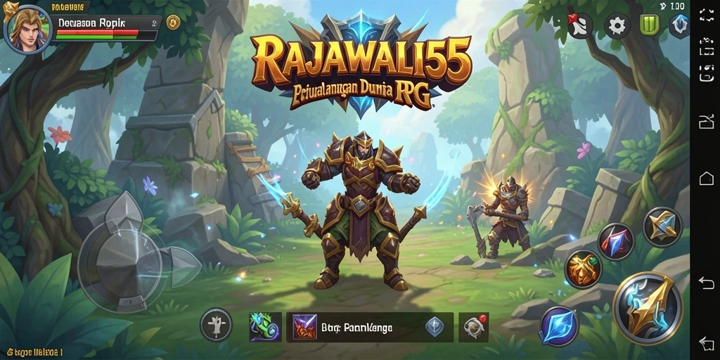 Tampilan gameplay seru dalam RAJAWALI55 dengan karakter dan pertempuran yang dinamis.