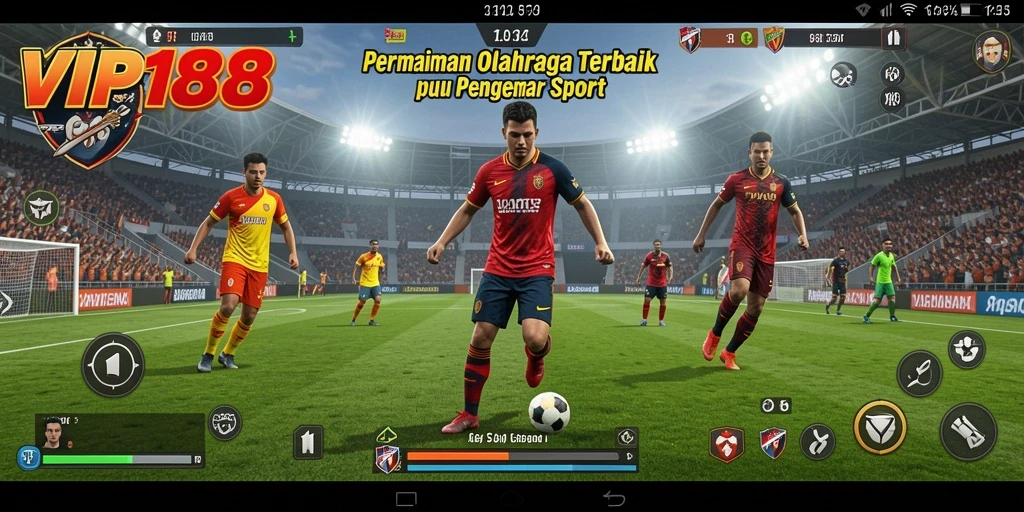 Screenshot utama <strong>VIP188</strong> menampilkan aksi seru di lapangan olahraga.